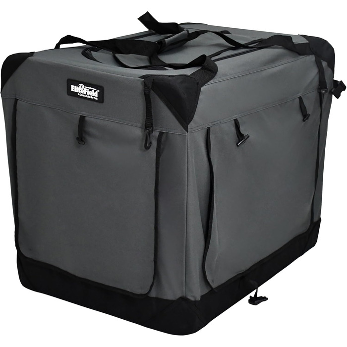 Клітка для собак EliteField з 3 дверцятами, складна, м'яка, з сумкою для перенесення та підстилкою з флісу, для використання в приміщенні та на вулиці, 91.4 x 61 x 71.1 см