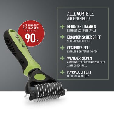 Щітка для собак та котів ReaVET для видалення підшерстя та ковтунів, великі та малі породи (M-L, XS-S), з масажним ефектом та захистом верхнього шару шерсті