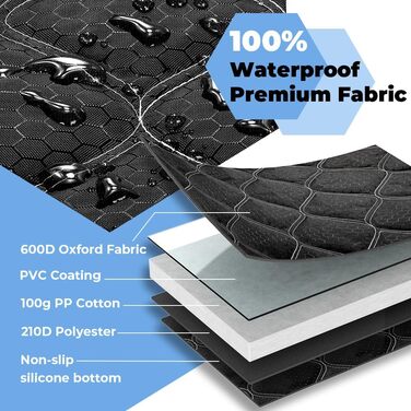 Захист для багажника автомобіля KYG: стеганий килимок для собак з захистом бокових панелей та краю, вологостійкий, стійкий до подряпин, універсальний, чорний, 185x105 см