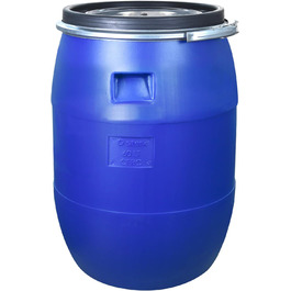 Футлярна бочка 60л з кришкою та обідком, харчова, 34см, універсальна, для саду (Блакитна)