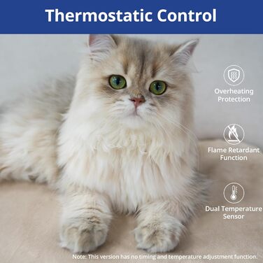 Електричний нагрівальний килимок NICREW для котів та собак 40x45 см, з захистом від кусання, бежевий, 30 Вт, регульована температура