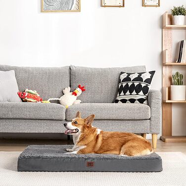Ортопедичне ліжко для собак EHEYCIGA, 76x51x9 см, сіре. М'яке, миється, для маленьких собак, підходить для клітки.
