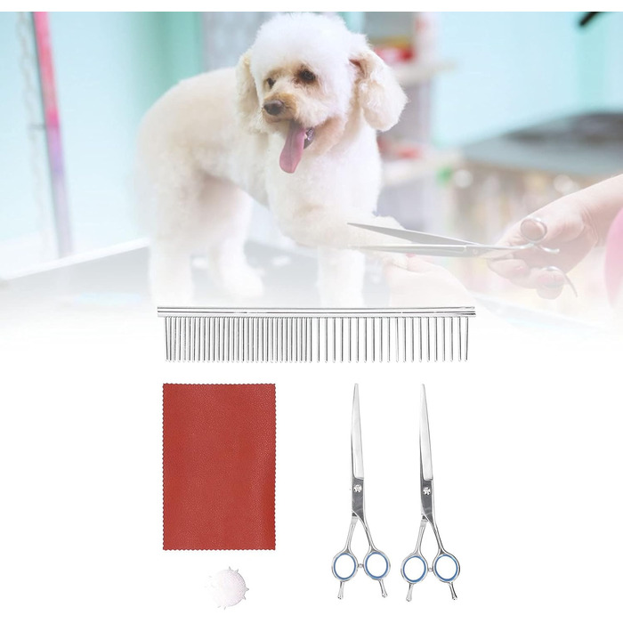 Набір для грумінгу собак та котів: ножиці, гребінець для тіла, обличчя, вух та лап