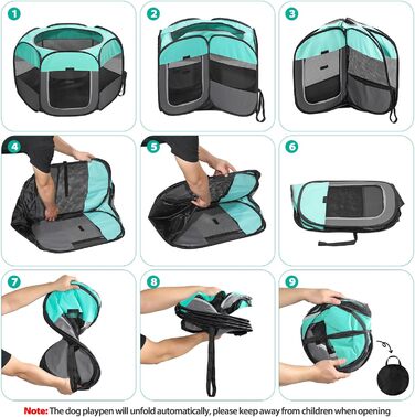 Клітка-біговий вольєр для цуценят та тварин, складана, 110x110x60 см, зелена