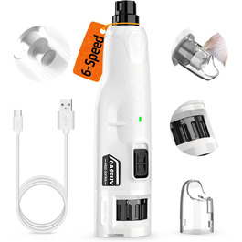 Електричний точило для кігтів собак та котів Casfuy з 6 режимами та LED-підсвіткою (45 dB)