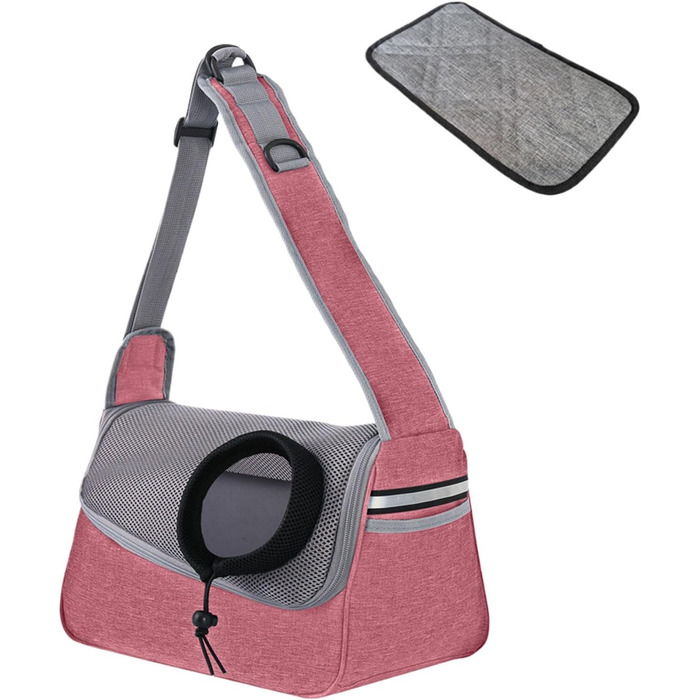 Сумка-переноска для тварин: для котів та собак, рожево-сіра-блакитна, 36x21x19 см