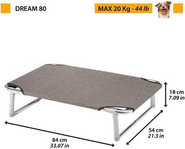 Ліжко для собак Ferplast Dream 80, 84x54 см, алюмінієвий каркас, тауп