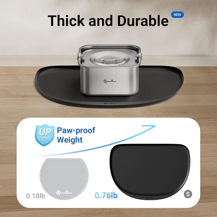 Килимок для годування собак та котів DownyPaws, неслизький, водовідштовхувальний, з високим бортиком, 61 x 43 см, чорний