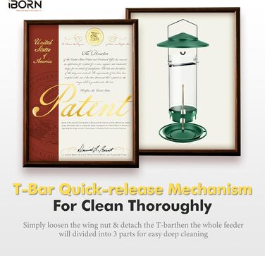 Годівниця для птахів iBorn, металева, з дахом, зелена, для цілорічного годування