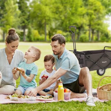 Візок-тачка LifeGoods розкладний сірий – 98x45 см, 94 л, поворотні колеса