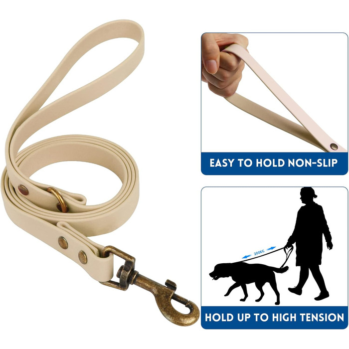 Набір повідка та нашийника для собак Wisedog: регульований, міцний нашийник та повідок для собак маленьких, середніх та великих порід, з тримачем для пакетів для екскрементів (M, пісочний колір). Розмір M (нашийник: 30-45 см; повідок: 1.5 м)