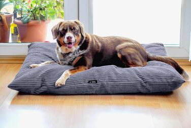 М'яке та затишне ліжко для собак 4L Textil ZOE, великі породи, 60x50 см, сірий (смужки), знімний чохол на блискавці