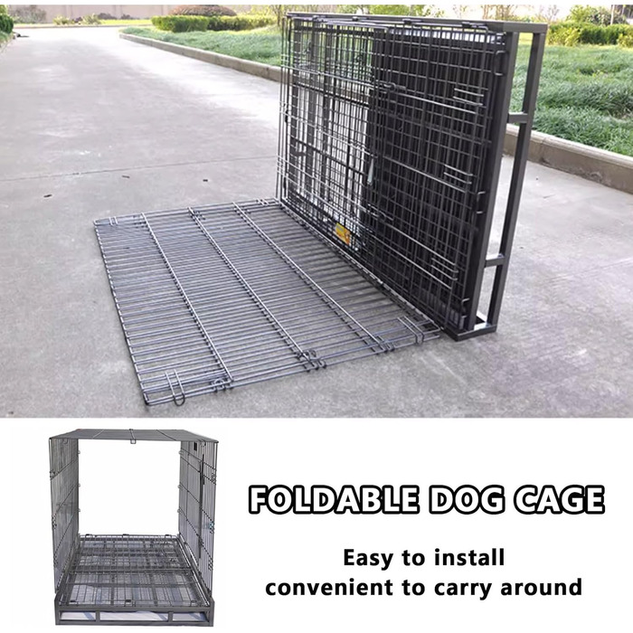 Клітка для собак великих порід, переноска для собак, дорожній вольєр з колесами та 2 дверцятами, велика переноска для тварин, металева клітка для собак