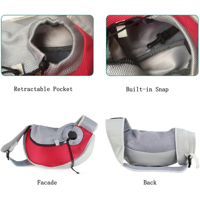 PETEMOO Сумка-переноска для собак та котів, червона (до 2.5 кг)