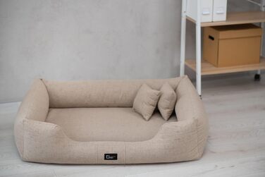 Ортопедичне ліжко для собак Bruno Grosse середнього розміру. М'яке ліжко-матрац для собак з Aura-тканини, з Memory Foam. Зручне, зносостійке та міцне (L, Бежевий)