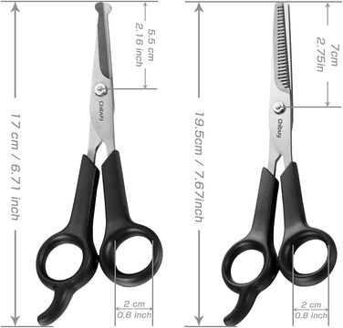 Професійна собача ножиця з круглим кінчиком з нержавіючої сталі, ножиця для очей для собак та котів, професійний інструмент для грумінгу, розмір 17 x 6,6 x 1,1 см 6371 + 6373