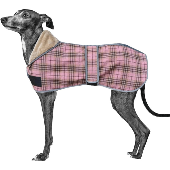 Зимова куртка для собак Greyhound з отвором для повідка, тепла флісова куртка для Whippet, середніх та великих собак (Рожева, 2XL)