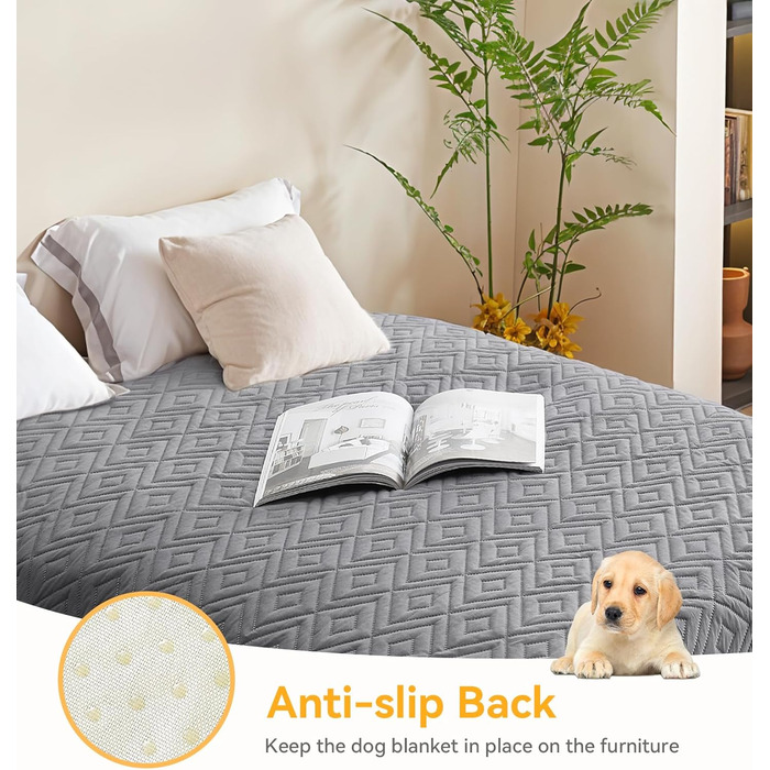Водонепроникний килимок для собак, неслизький та пральний, ковдра для собак та котів, захисний килимок для дивану від шерсті та подряпин, ідеально підходить для дивану, ліжка, автокрісла (Сірий, 127×152 см) (130x210 см)