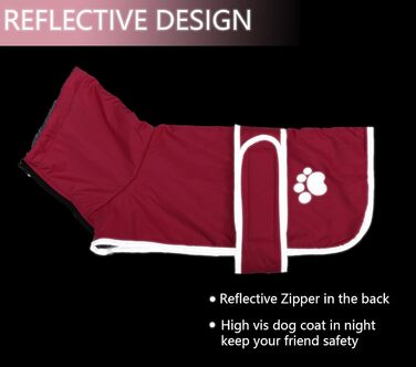 Зимовий теплий одяг для такси (джек) - водонепроникний, з підкладкою з плюшу та отвором для поводокa, відображає світло, рожевий, M (довжина спини 42-45 см)