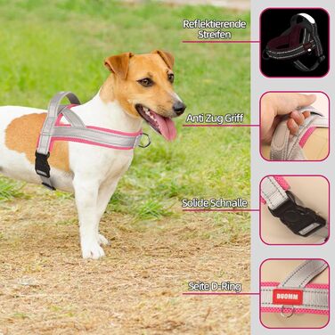 Нашийник для собак середніх та маленьких порід, цуценят, кольоровий, з ручкою, світловідбиваючий, чорно-сірий, (L, сірий+рожевий)