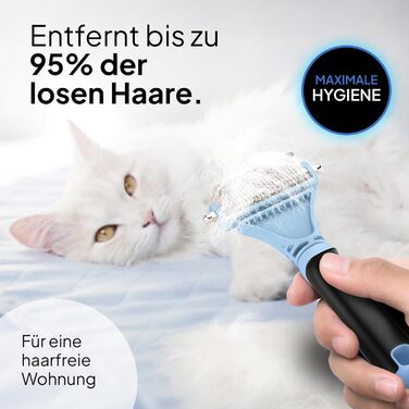 Гребінець для котів Pretty Paw®: м'яке видалення шерсті, проти ковтунів. Підходить для довгошерстих та короткошерстих котів. Масажна підшерсткова щітка. Нова, блакитна!