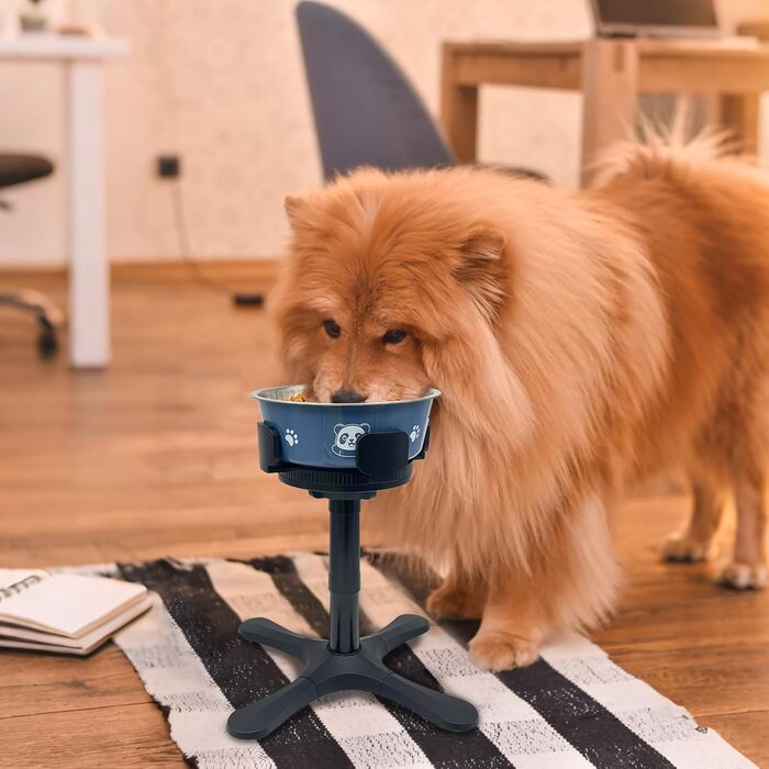 Підвищена годівниця для собак, регульована висота, 14 x 24 x 33.5 см, антиковзаюча, нахилена, з мискою