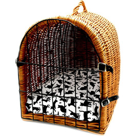 Транспортна переноска для кота MyBer® з плетіння лози, переноска для кота, котяча печера, переноска для дрібних тварин, K5-080-SK-SWKB