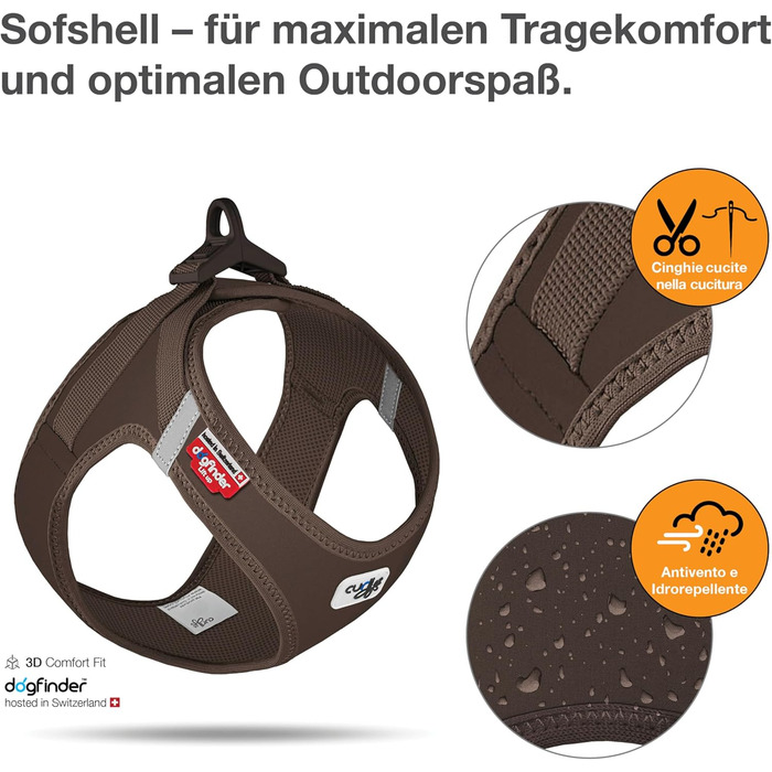 Шлейка для собак Curli Clasp Softshell, коричнева, розмір S