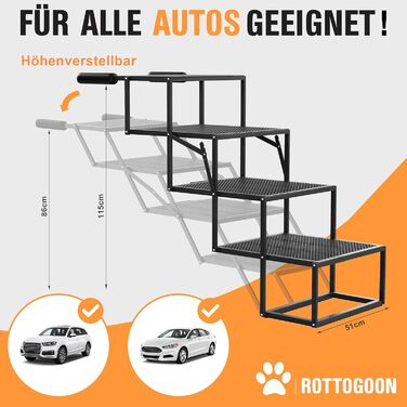 Східці для собак ROTTOGOON, 4-ступеневі, складані, з антиковзкою поверхнею, для автомобіля, SUV та вантажівки