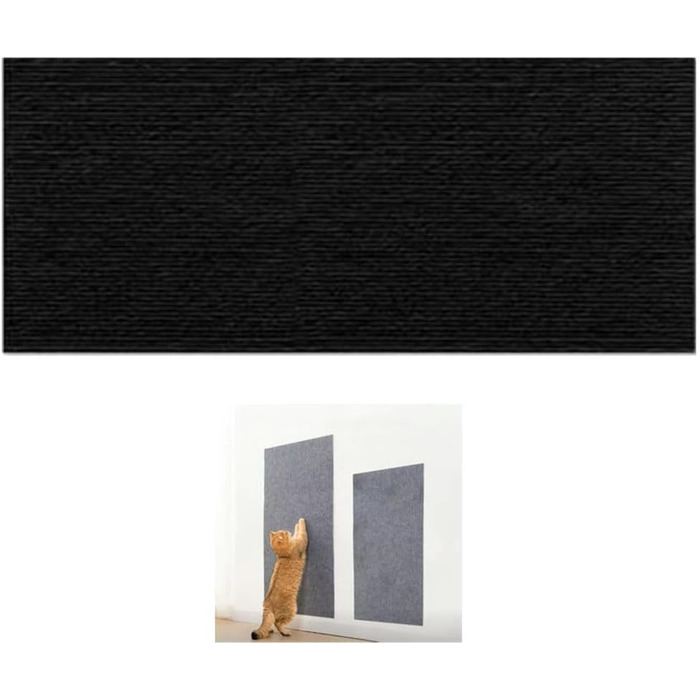 Килимок для котів з когтеточкою, чорний: захист меблів, самоклеючий, для стін та підлоги