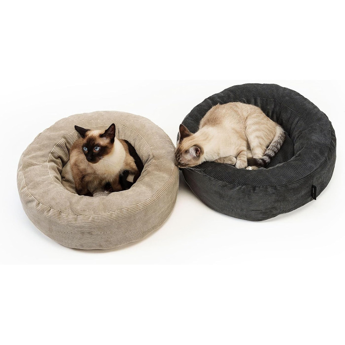 LucyBalu® Квіткове ліжко для котів - м'яке, зручне, для маленьких та великих котів | Ліжко-гніздечко для котів | Зручне ліжко для котів | (Антрацит)