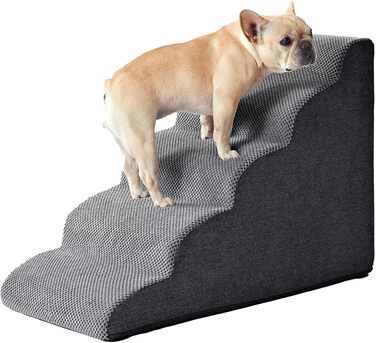 Сходинка для собак Galatée: зручна та стабільна, 5 сходинок, знімний, пральний чохол, протиковзка, для диванів, ліжок та авто (колір: коричневий/темно-сірий)