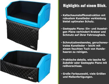 Лежанка для собак у багажник CopcoPet: 70x55x38 см, штучна шкіра, захист багажника, водовідштовхувальна, стійка до подряпин, з захисним покриттям, антиковзаюча, міцна, для подорожей (Блакитний/Сірий, 100x70 см з системою ременів)