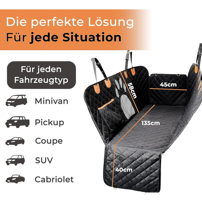 Водонепроникний захист для собак у авто: преміум-декиця для заднього сидіння з вікном та боковим захистом