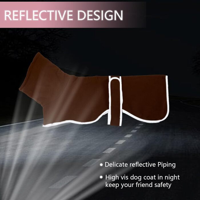 Теплий зимовий пуловер для собак породи Віндгорн (Грейхаунд, Вхіпет) з регульованим коміром, коричневий, L (довжина спини 61-64 см)