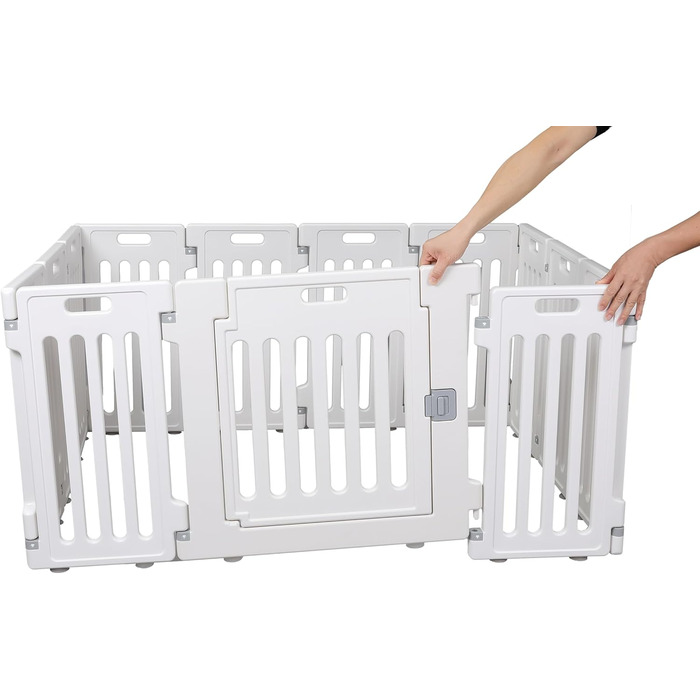 Laufstall для тварин Birdrock Home з дверцятами | 12 панелей | Міцний пластик | Безпечний для цуценят | Білий