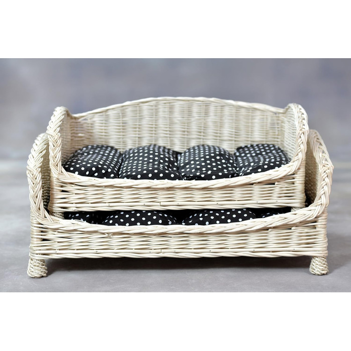 Корзина-ліжко для собак та котів з плетіння лози з м'яким лежаком (74x52x39 см, чорний)