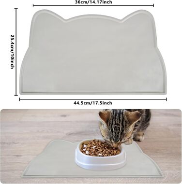 Килимок для котячого корму, силіконовий, неслизький, вологостійкий, сірий