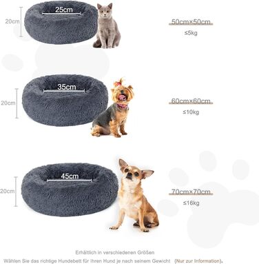Кругле ліжко для собак та котів Lucky Sign, 70 см, м'яке, плюшеве, сіре, XL