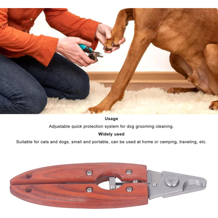Нігтерізка для котів та собак, нержавіюча сталь, з дерев'яною ручкою, безпечна та швидка