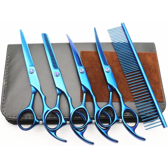 Набір професійних ножиць для грумінгу домашніх тварин, 15 см, нержавіюча сталь, безпечні, гострі, фіолетовий