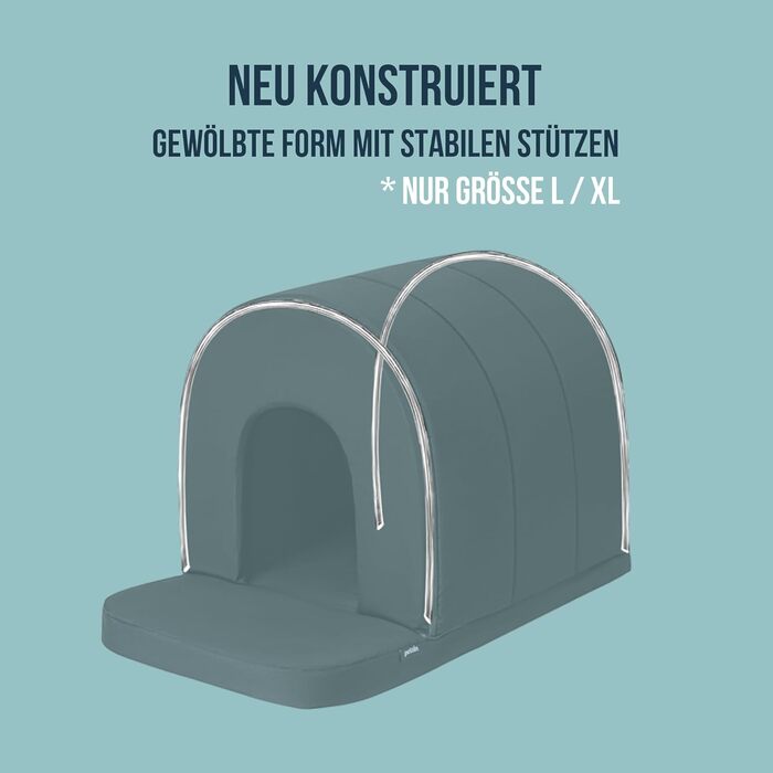 Будиночок для собаки PELZIN ортопедичний, лежанка для великих порід, 91x59 см, сірий графіт. З дахом, антиковзкий, знімний чохол для прання.