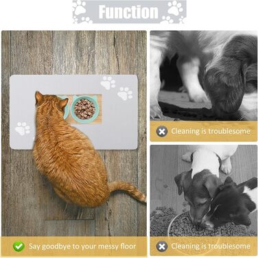 Килимок під миску для собак та котів, суперпоглинаючий, нековзний, миючий, 40x60 см (Світло-сірий)