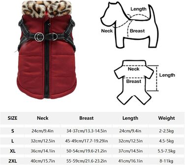 Зимовий теплий жилет для собак Haustierweste з підкладкою, водонепроникний та світловідбиваючий, з інтегрованою шлейкою, бордовий