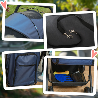 PawHut Pet Buggy Cat Buggy Oxford Blue 76.5x52x95см для маленьких собак і кішок, складний і легкий