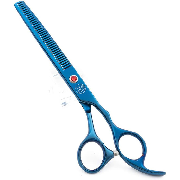 Професійний набір для стрижки собак Moontay: 4 ножиці (пряма, вигнута вгору, вигнута вниз, фінішна) з JP нержавіючої сталі, 17.8 см (7 дюймів), блакитний