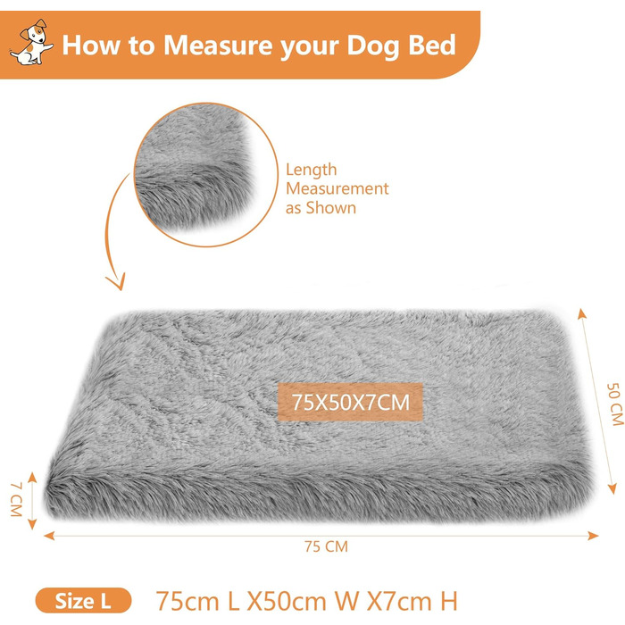 Ортопедичне ліжко для собак Medium, Memory Foam, 75x50x7 см