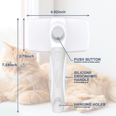Зубна щітка для грумінгу собак та котів, щітка для вичісування шерсті - видаляє підшерсток, ковтуни та спутане волосся. Білий колір