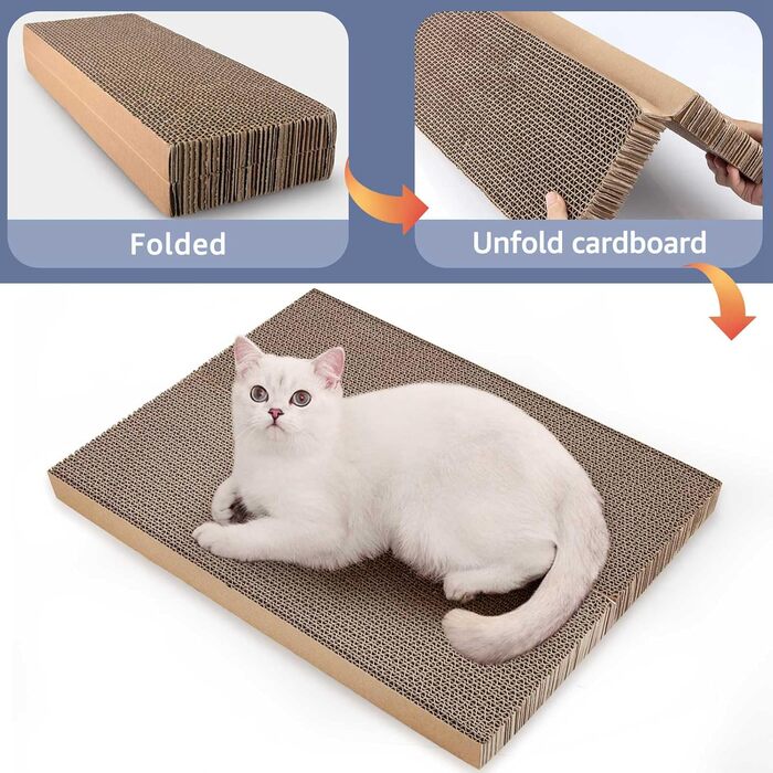 Котячий когтетоп з картону: коробка-ліжко, міцний, двосторонній, 44x34x14 см (колір: коричневий)