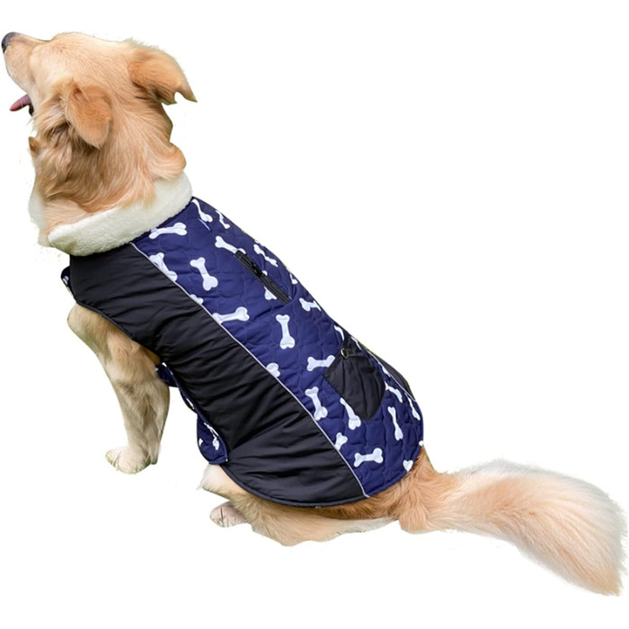PETCUTE Водонепроникний зимовий теплий одяг для собак з відбиваючими елементами та отвором для страхувального ременя (XS, Синій)